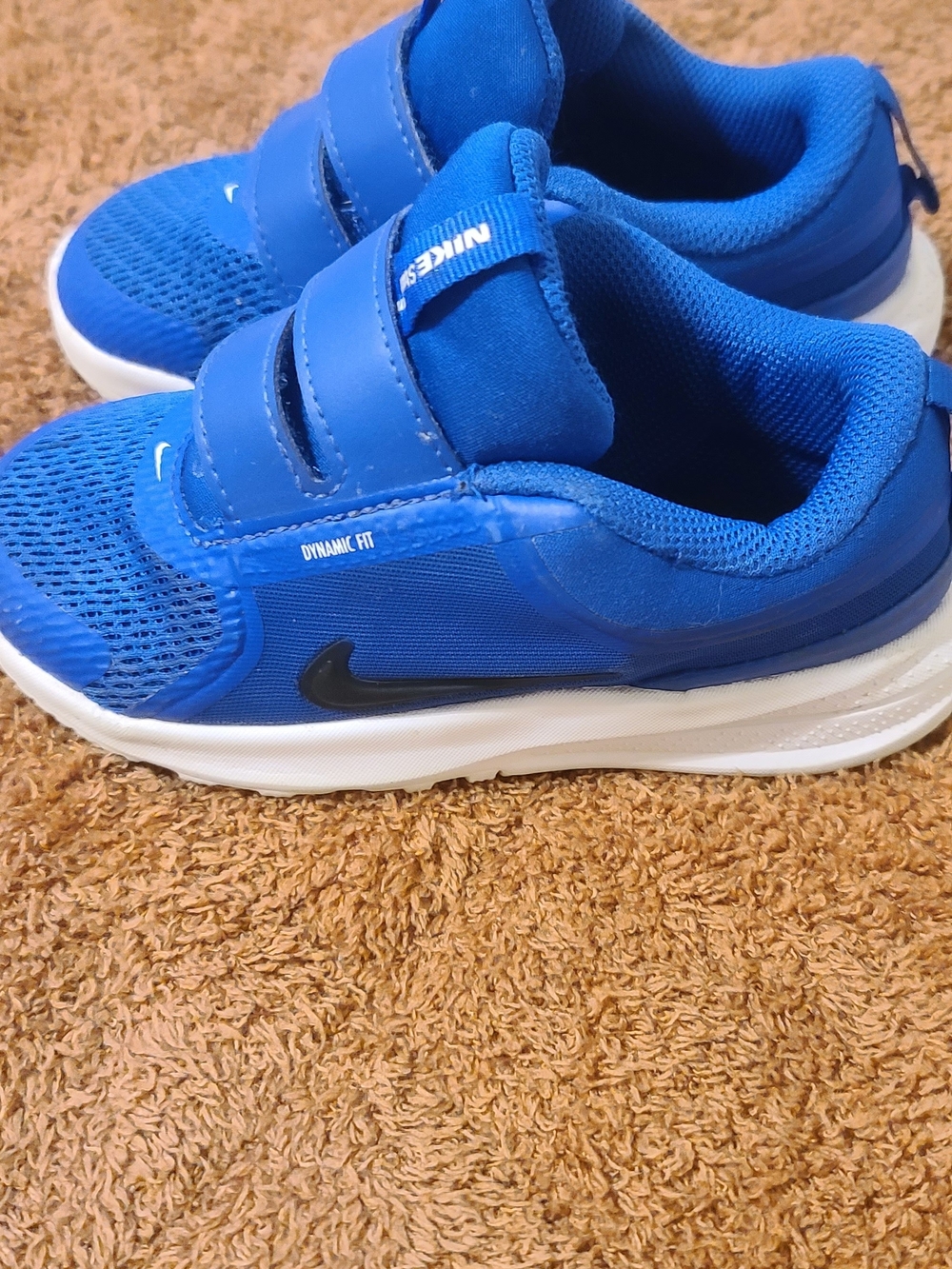Nike Toddler Royal Blue Velcro Sneakers with Black Swoosh